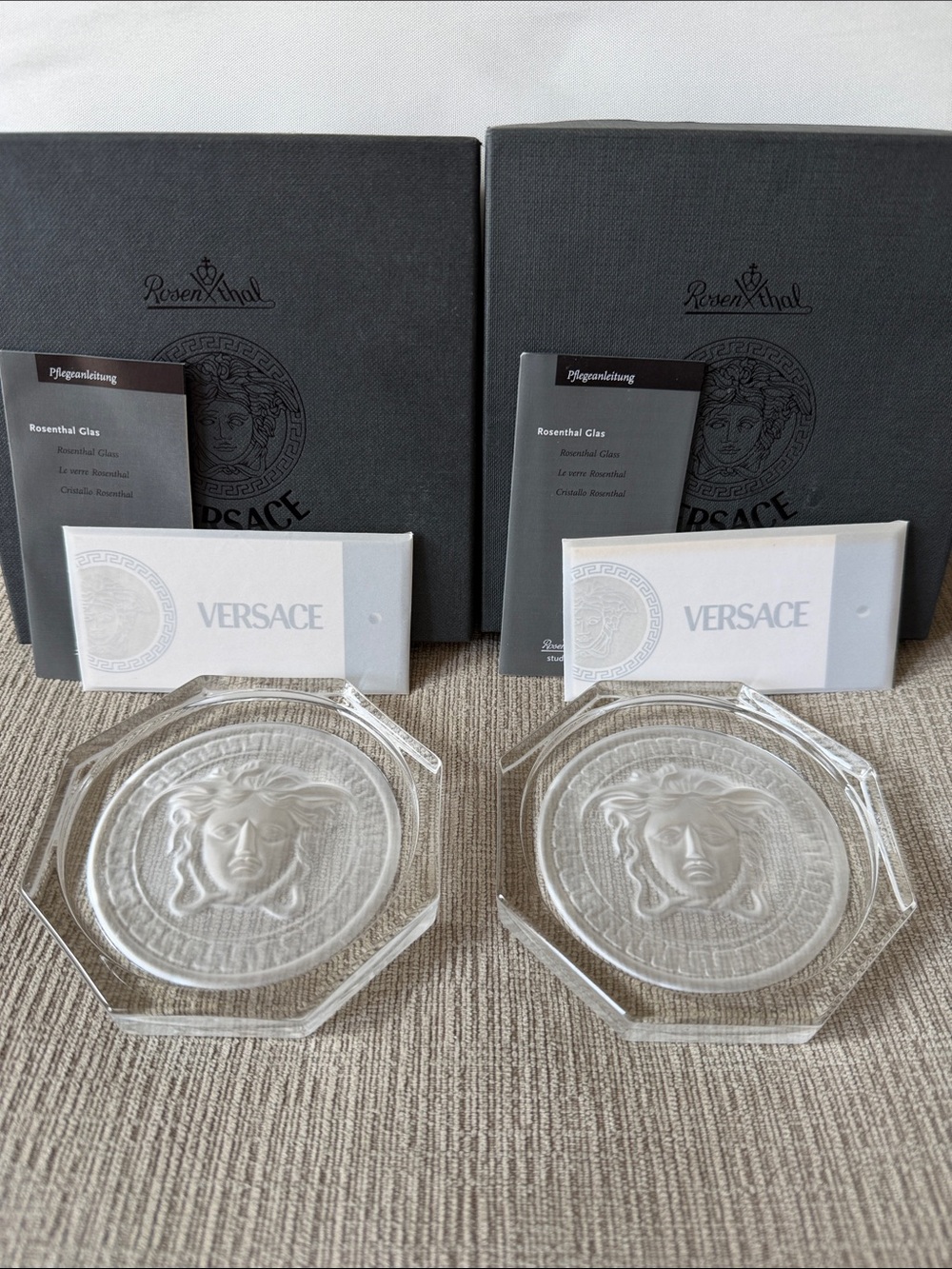 Versace x Rosenthal crystal Medusa Octagonal coasters- Clear (Set of 2